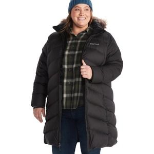 Marmot Black Montreaux Down Jacket Fleece Lined Faux Fur Hood - Women's Size 1X